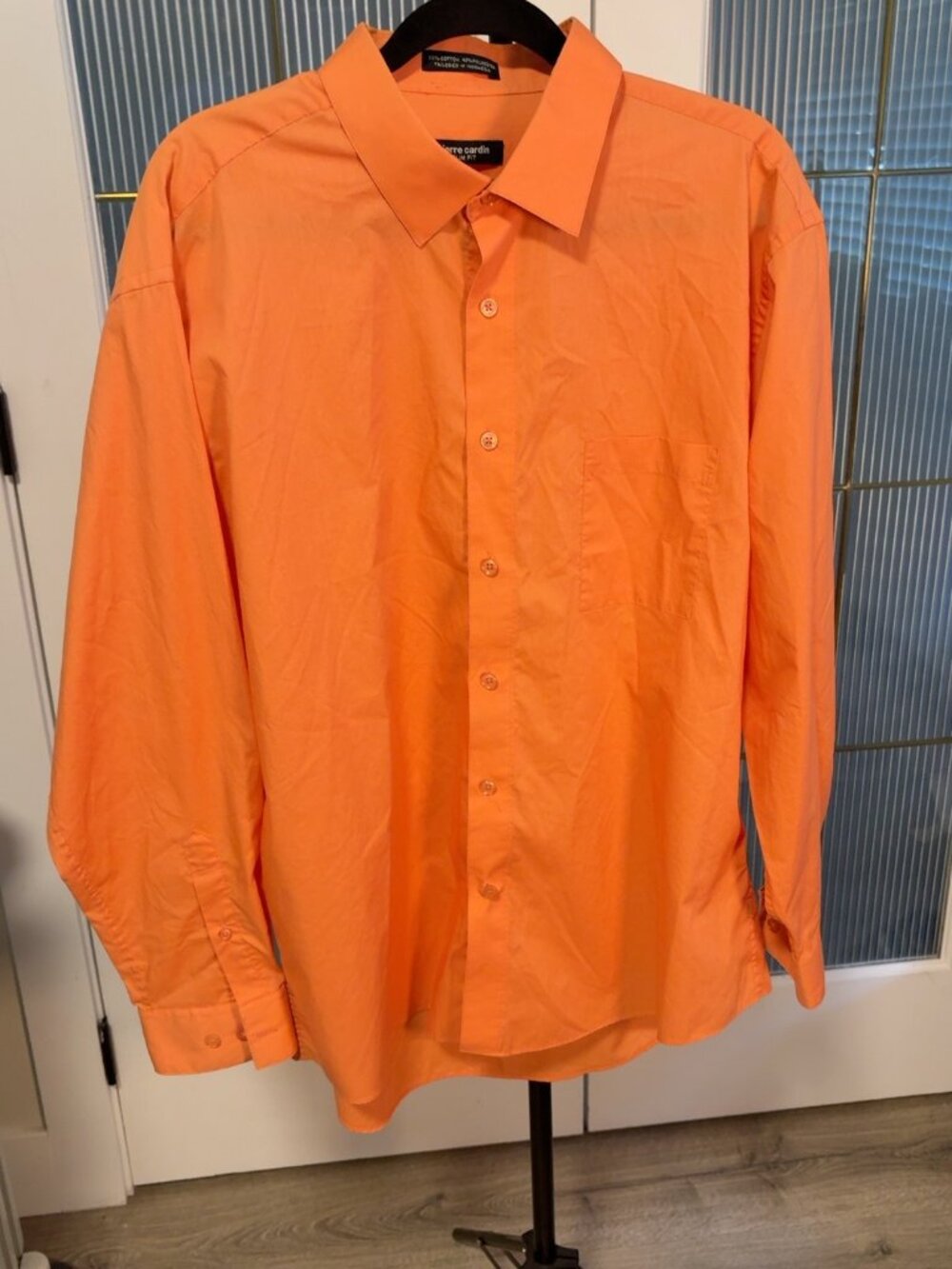 Pierre Cardin Men’s XL Slim Fit Orange Dress Shirt 17-17.5 34/35